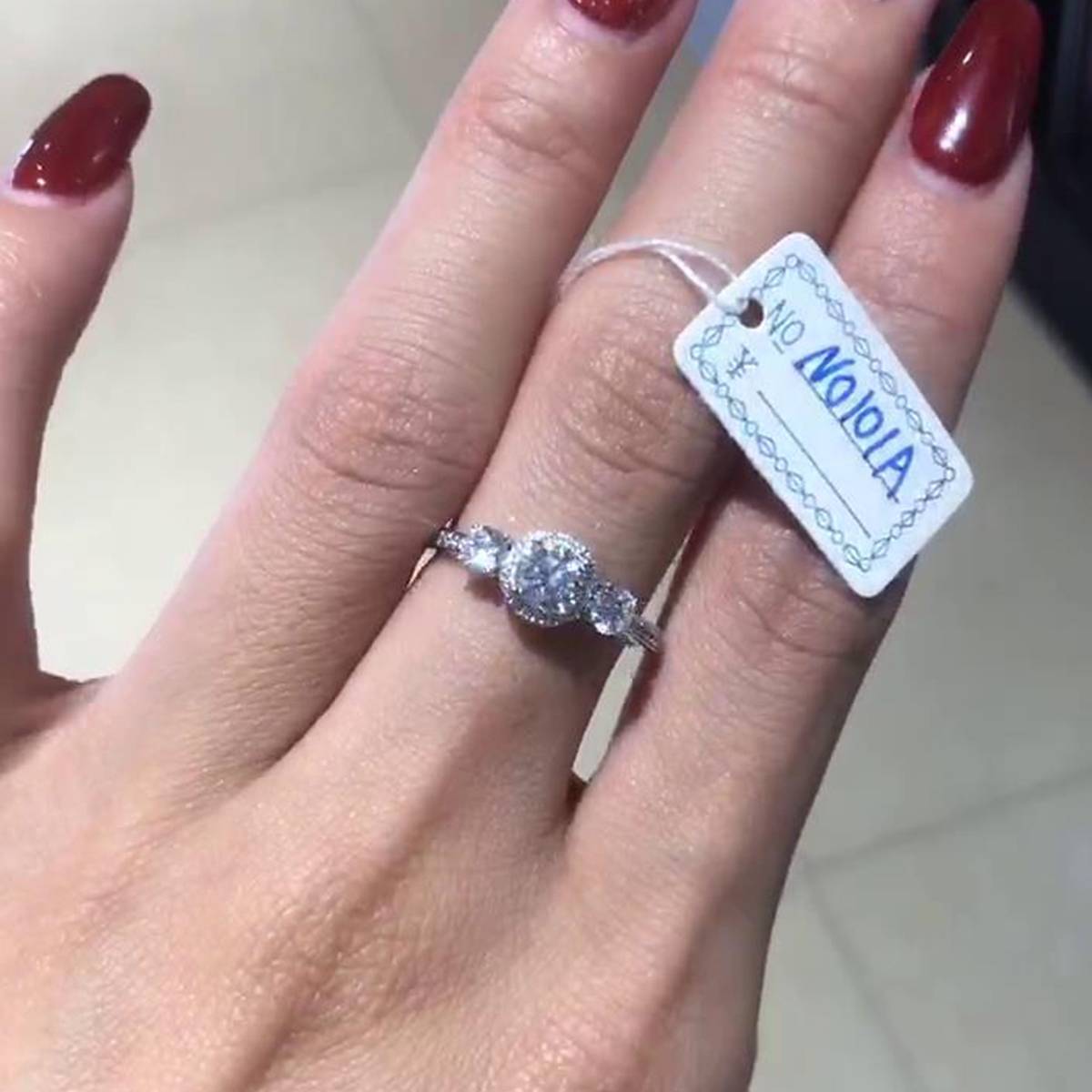 Three Stone Women's Ring S925 Silver Plated Platinum Customized Selection Main Stone Moissanite Diamond 0.5ct/Secondary Stone High Carbon Diamond